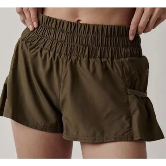Free People Movement OB1211408 Women's Sz S Olive Green Get Your Flirt On Shorts - Picture 9 of 9